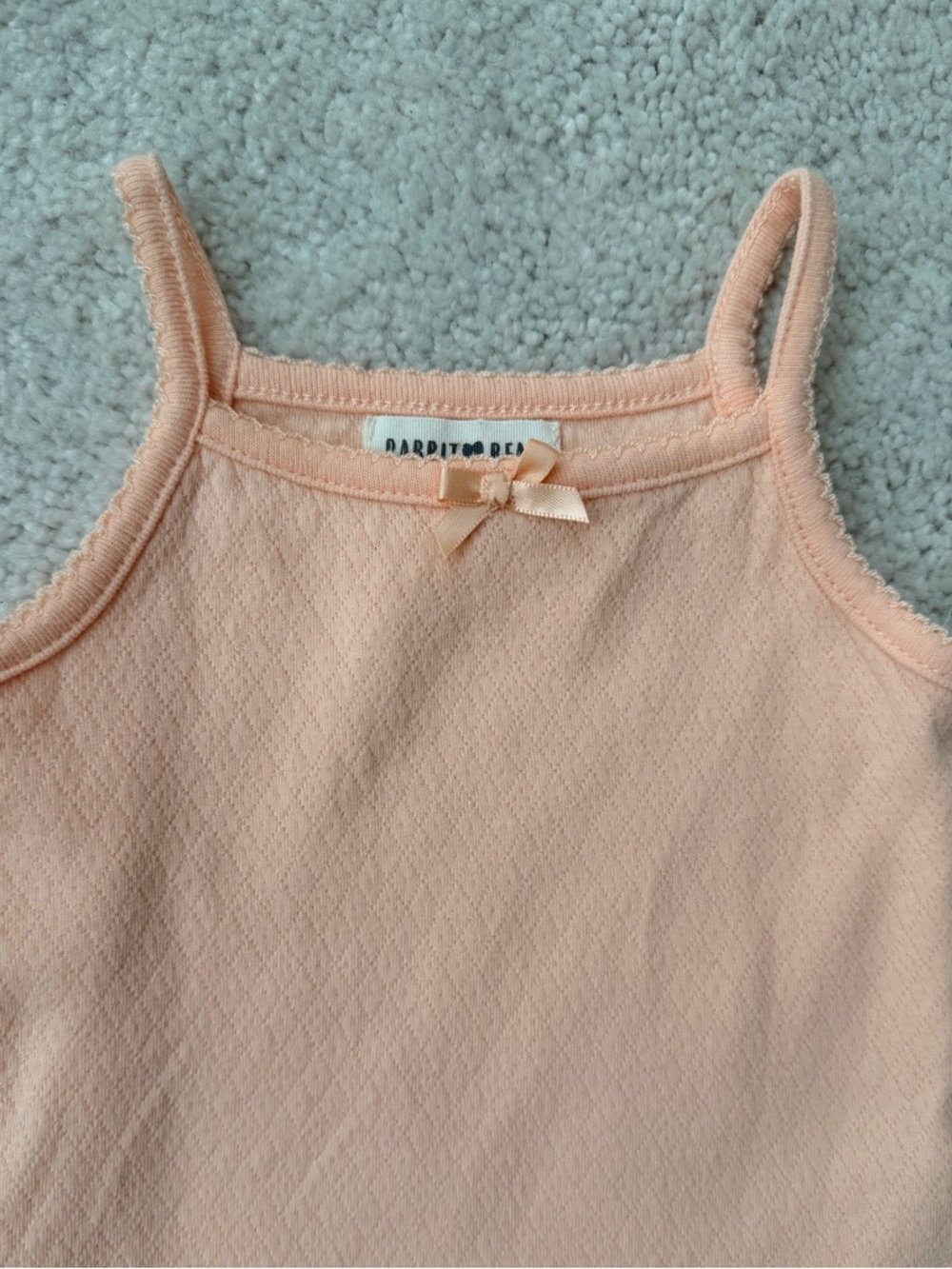 Rabbit + Bear Peach Pointelle One-Piece Bodysuit - Picture 2 of 6